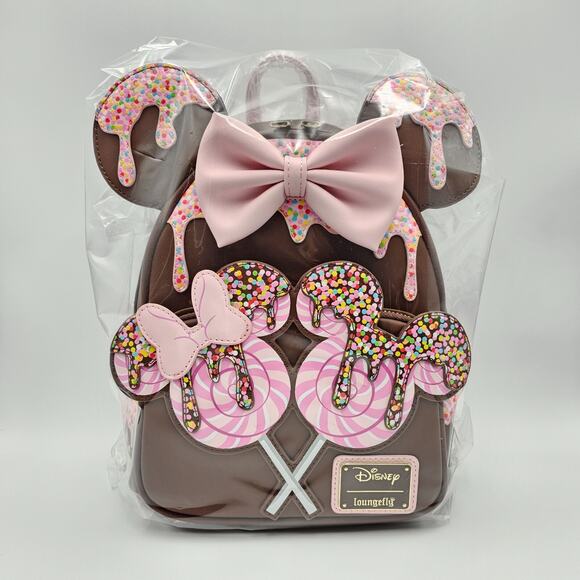 Loungefly Disney Minnie Mouse Chocolate Lollipop Ears Brown Mini Backpack Bag - Picture 12 of 12